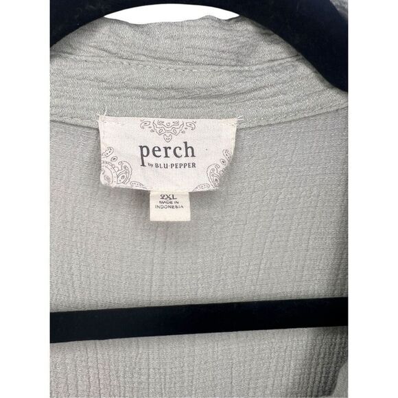 Perch by Blu Pepper Women’s 2XL Button Down Shirt 3/4 Sleeves Sage Green - Picture 4 of 6